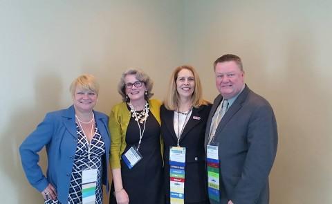 John Hanlon, AANA President Cheryl Nimmo, Dean Francis-Connolly, and Nurse Anesthesia Program Director Maribeth Massie 